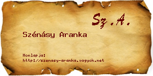 Szénásy Aranka névjegykártya